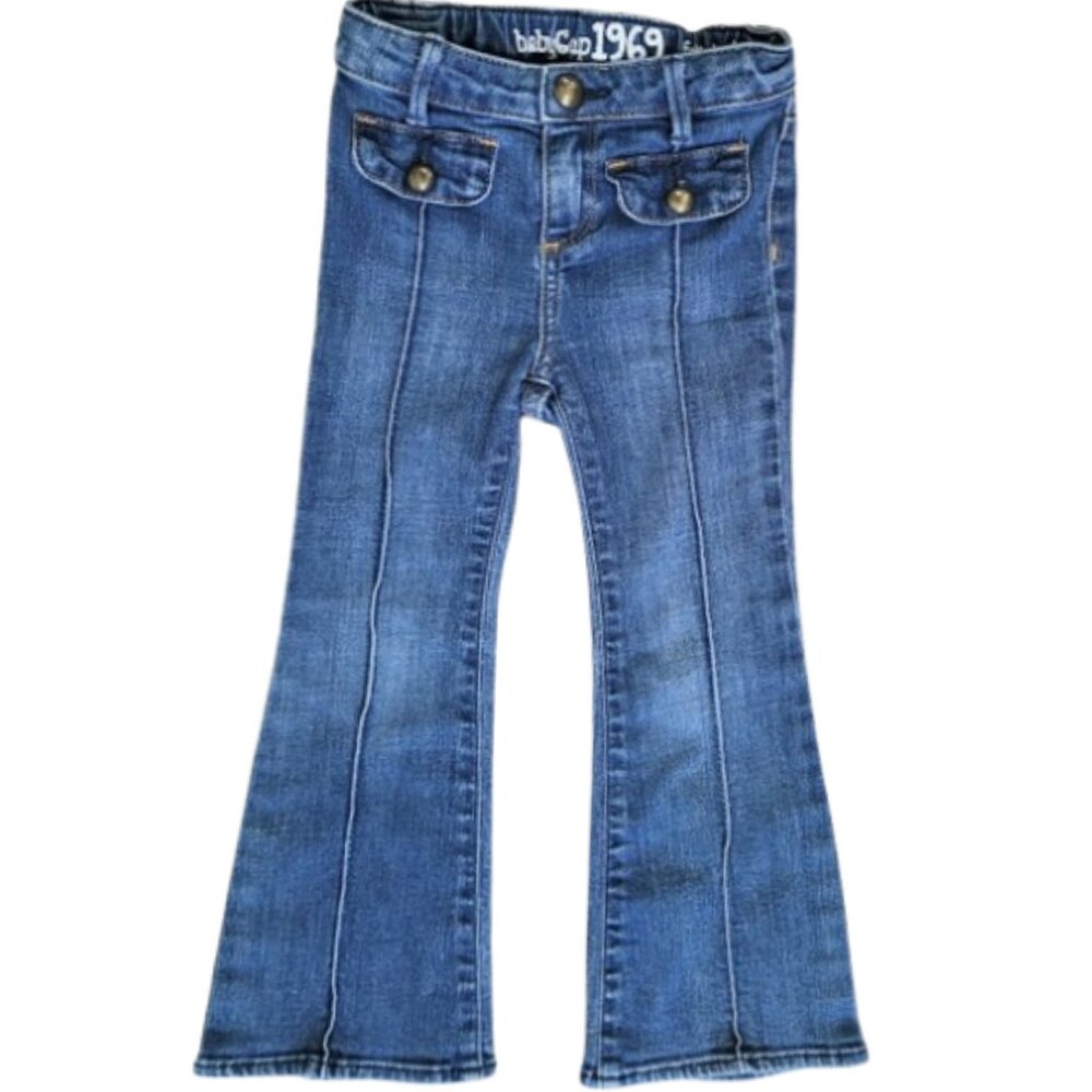 BABY GAP 1969 Adjustable Waist Favorite Flare Blue Jeans - Toddler Girl's 3